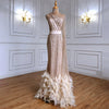 LG406 One Shoulder Feather Mermaid Evening Dress With Cape
