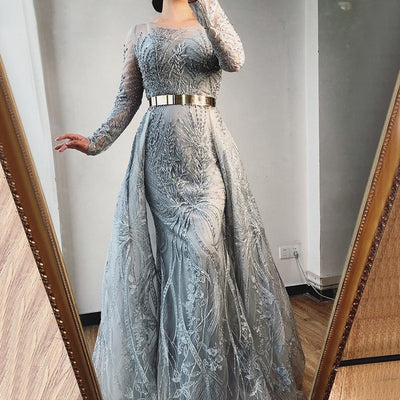 LG468 : 2 Styles Long sleeves beading Evening gowns