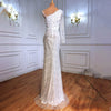 HW263 Handmade White High Split One Shoulder Beading Tassel Bridal Dress
