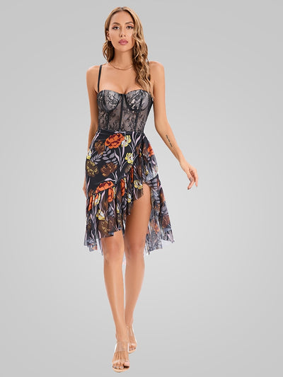 MX460 Summer print Asymmetrical dress