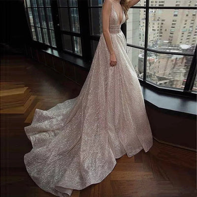 CW759 Sparkly A-Line Wedding Dresses