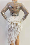 KP38 : 2 styles Sparkly Silver Sequins Dance Dresses