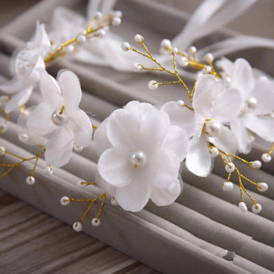 BJ407-1 Flowers Pearl Bridal Headband