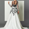 LG480 Sheer Long Sleeves Appliques Evening Gown with overskirt