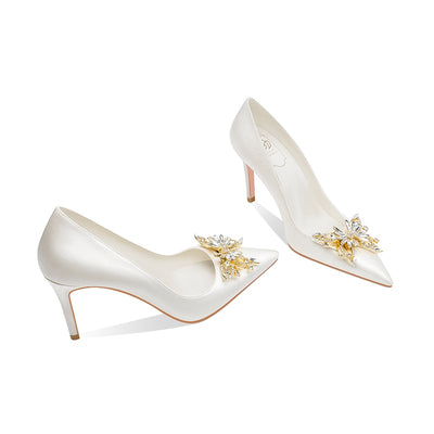 BS198 Silk butterfly diamond Bridal Shoes