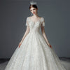 HW384 Sparkly Beading short sleeve Bridal Gown