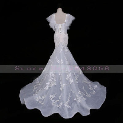 HW276 Real Photo short sleeves sweetheart mermaid Wedding Dress