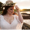 CW567 Plus Size Batwing sleeve Beach Wedding dress