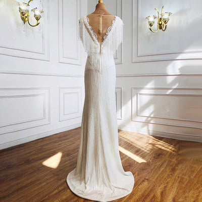 LG497 Real picture Handmade White tassel Pageant Gowns