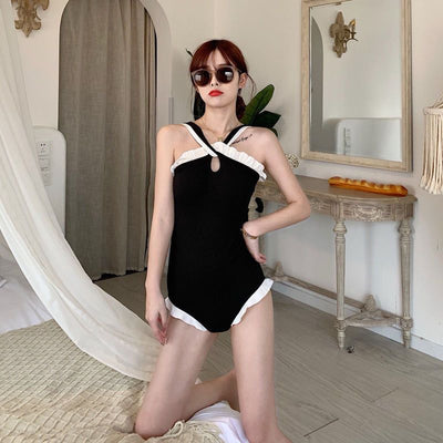 SW71 Korean one piece swimsuits with removable skirt( 2 Colors )