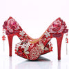 BS187 Luxurious red diamond Bridal shoes