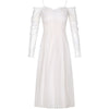 SS127 Vintage slash neck Mid-length Bridal Dress
