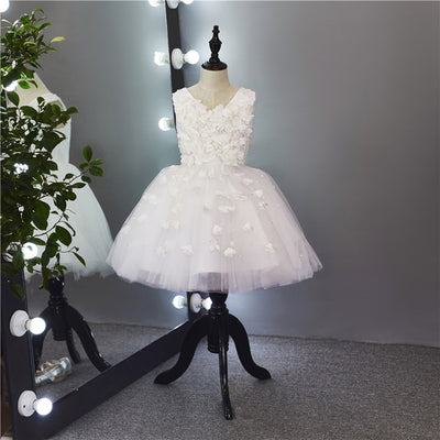 FG139 Luxury flower girl dress with mesh long cape