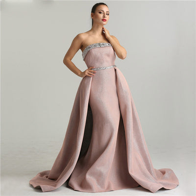 LG469 Strapless Glitter Evening Dresses with overskirt (2 Colors )