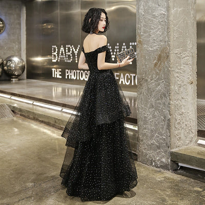 PP335 Black Sequins Evening Dress