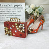BS145 Orange Crystal wedding shoes with matching bag