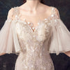HW463 Short Sleeve Appliques Pearls Sequined Mermaid Wedding Dress