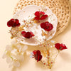 BJ385 : 2pcs red flower Bridal Hair claws