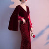 PP330 Red Burgundy mermaid Evening Dress