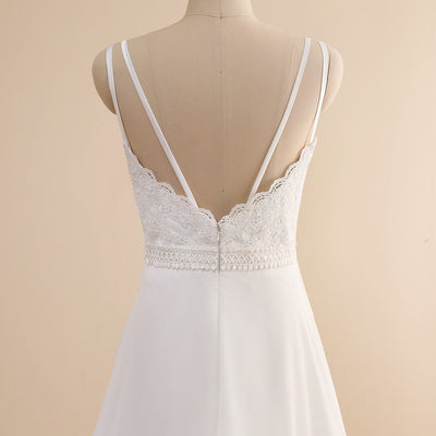 CW440 Spaghetti Straps Boho Wedding Gown