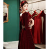 BH289 Full sleeve gold embroiderry sequin Burgundy Bridesmaid dress