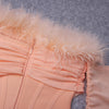 JR84 Pink Feather off the shoulder Bodysuit