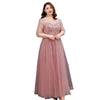 BH230 Plus size half sleeves pink Bridesmaid Dress