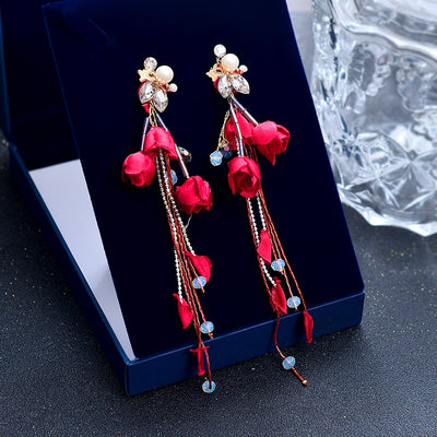 BJ343: 3pcs Red Flower Bridal jewelry sets ( headband+Earrings)