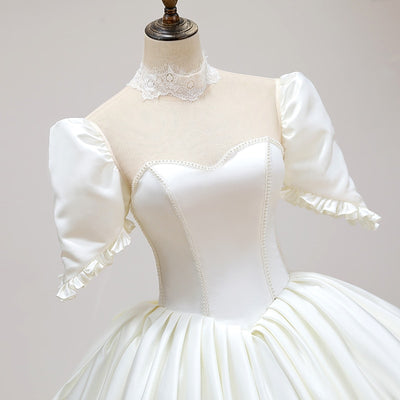 CW547 Real pictures high neck Satin Wedding dress