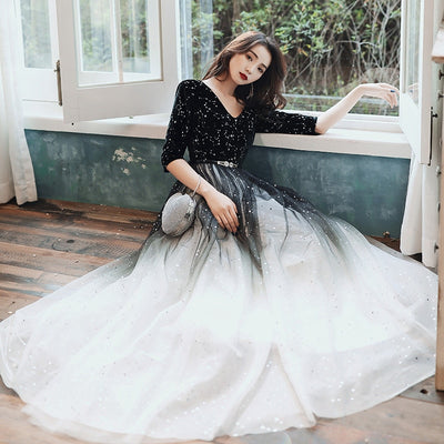 BH316 Half Sleeve sequineTulle Gradient Color Homecoming dress