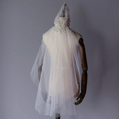 BV51 Fashion Pearls beaded Short Wedding Veils