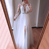 LG347 High Collar flower embroidery high split Evening dress