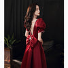 BH295 Square Collar Bow Pearl Puff Sleeves Homecoming Dress