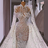 HW412-1 High neck Glitter mermaid wedding gown with overskirt