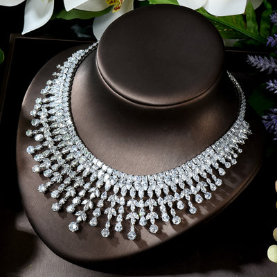 BJ460 : 5pcs Bridal Jewelry sets (Necklace/Earrings/Ring/Bracelet)
