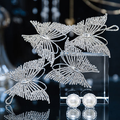 BJ342 :3Pcs Crystal butterfly Wedding jewelry sets : Hairband+Earrings