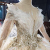 HW272 Real Photo 3/4 Sleeves sequined beading Wedding Gown