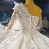 HW312 Real Pictures Long one Sleeve Crystal Beading Sequined Wedding Gown