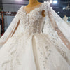 HW343 Real pictures Luxurious Beading Sequined Wedding Dress with long cape