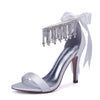BS116 Crystals Tassel Satin Wedding Shoes ( 13 Colors )