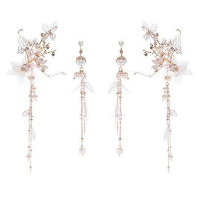 BJ344 : 4 PCS Korean Fairy Wedding Jewelry sets(Hair clips+Earrings)