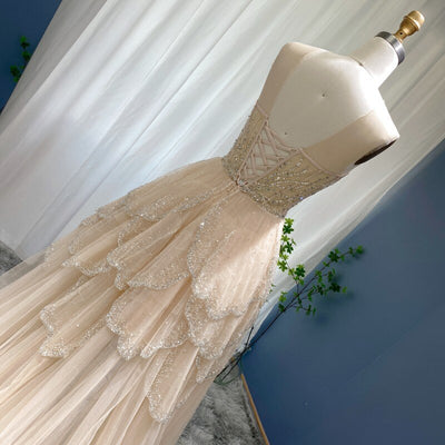 SS261 Luxury Champagne High Low Wedding dress