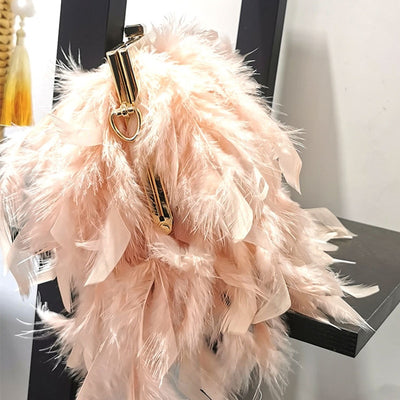 CB217 White pearls Feathers Bridal Clutch Bags ( 6 Colors )