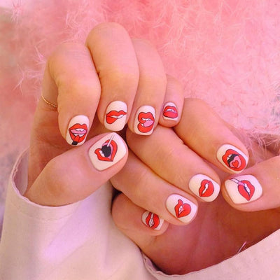 BC10 Red Lips Nails art Sticker