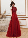 BH343 Red wine tassel sleeve Bridesmaid Dress (140 CM )