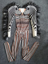 KP68 stage dance costume Zebra bodysuit