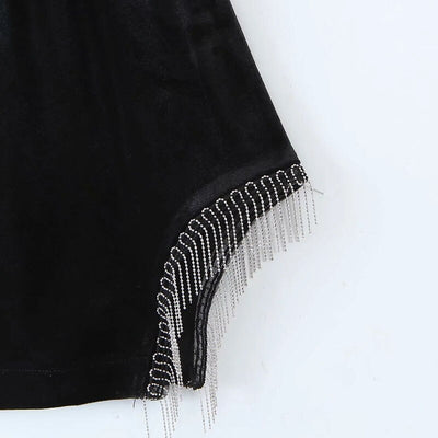 CK59 Black fringe mini skirt