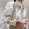 TJ117 korean plus size Hollow Out Lace Blouses ( 3 Colors )