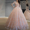 CG242 Pink long sleeve Sequin Ball Gowns