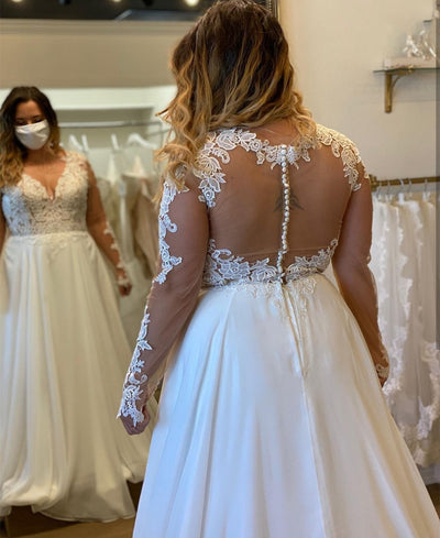CW594 Plus Size chiffon A-line Bridal dress